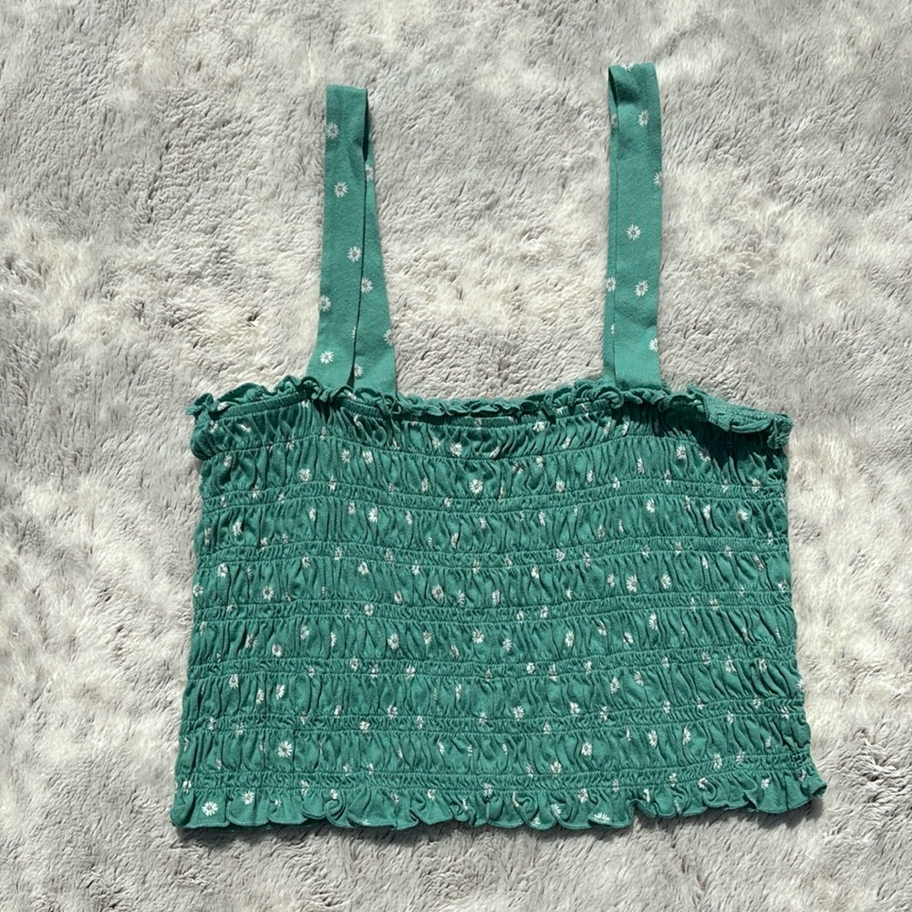 American Eagle Smocked Ditzy Floral Crop Top